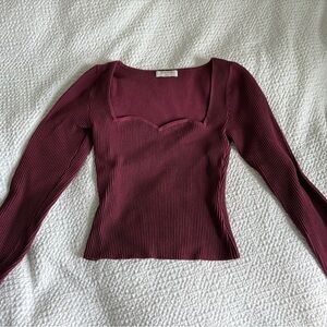 Babaton Deep Red Ribbed Knit top size S